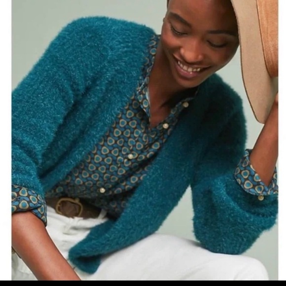 NWT Anthropologie Sleeping On Snow Teal Cardigan - Picture 2 of 11